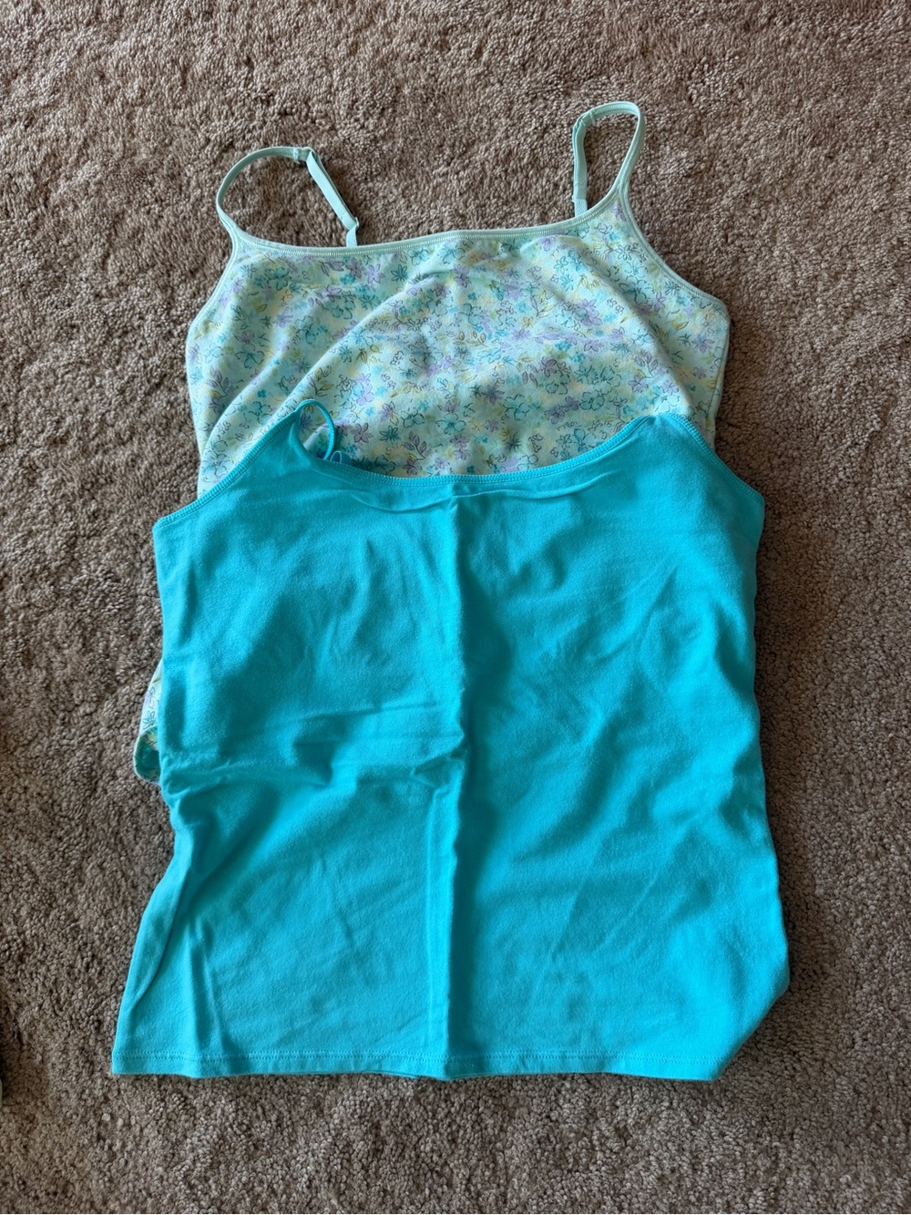 Women’s L Victorias Secret Teal & Floral Cami Tank Tops - Pack of 2